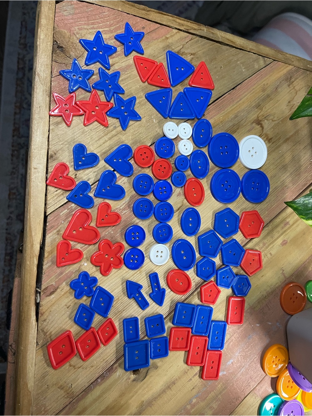 buttons Red, Blue & White Mixed Shape Kids Buttons Pack